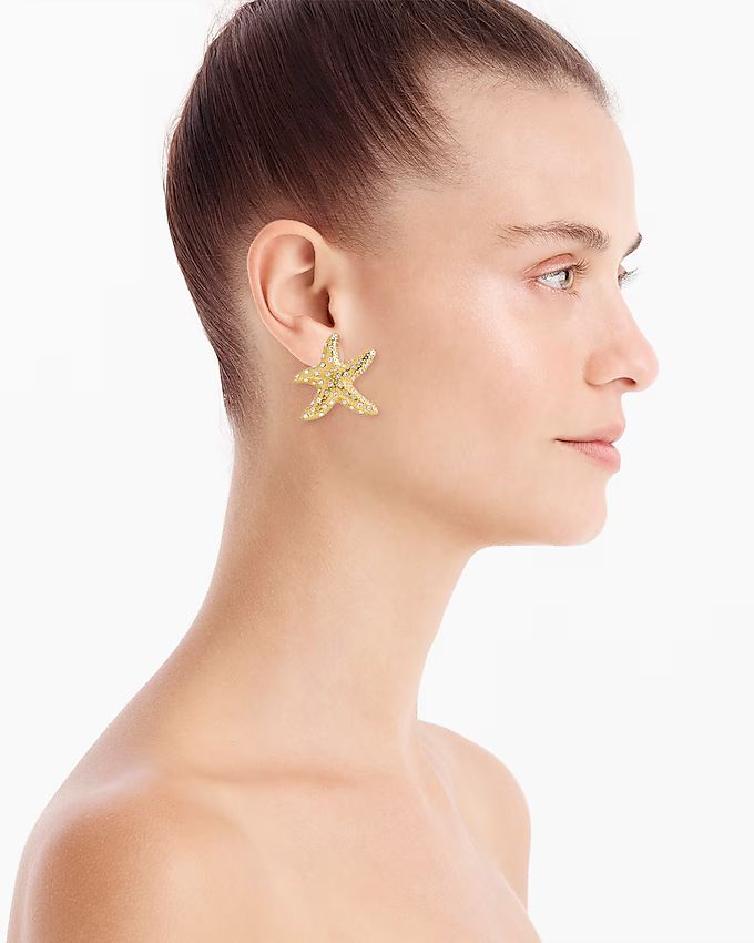 Starfish stud earrings with pavé crystals | J.Crew US