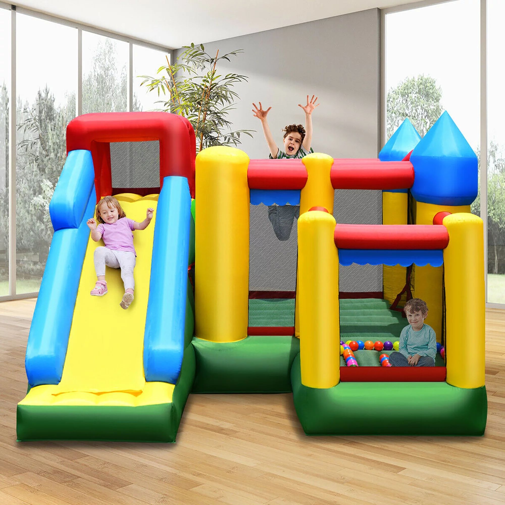 Costway Mighty Inflatable Bounce House Castle Jumper Moonwalk Bouncer w/735W Blower | Walmart (US)