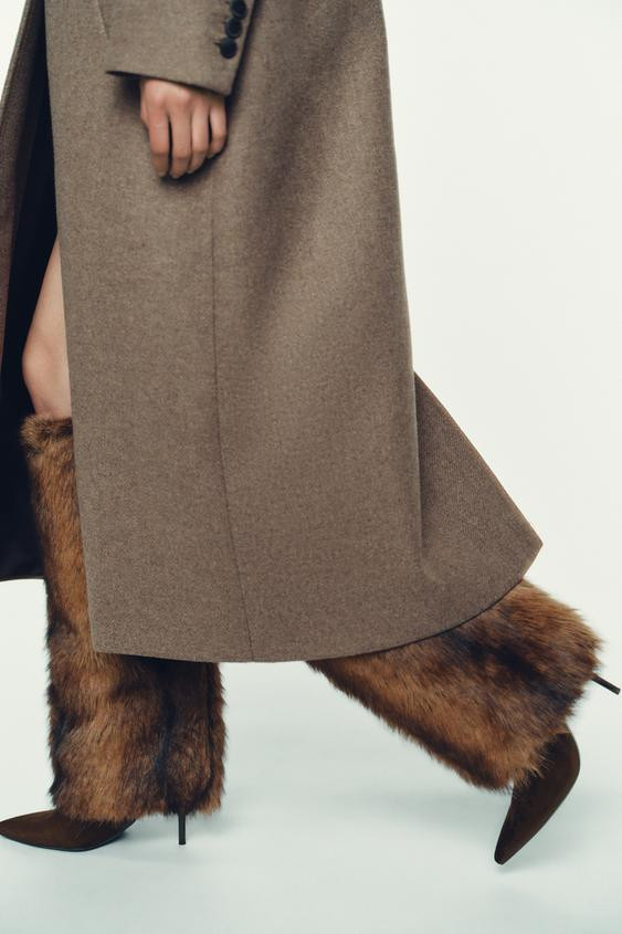 High-top boot. Faux fur shaft. High stiletto heel. Easy pull-on fit. High stiletto heel. Pointed ... | Zara US