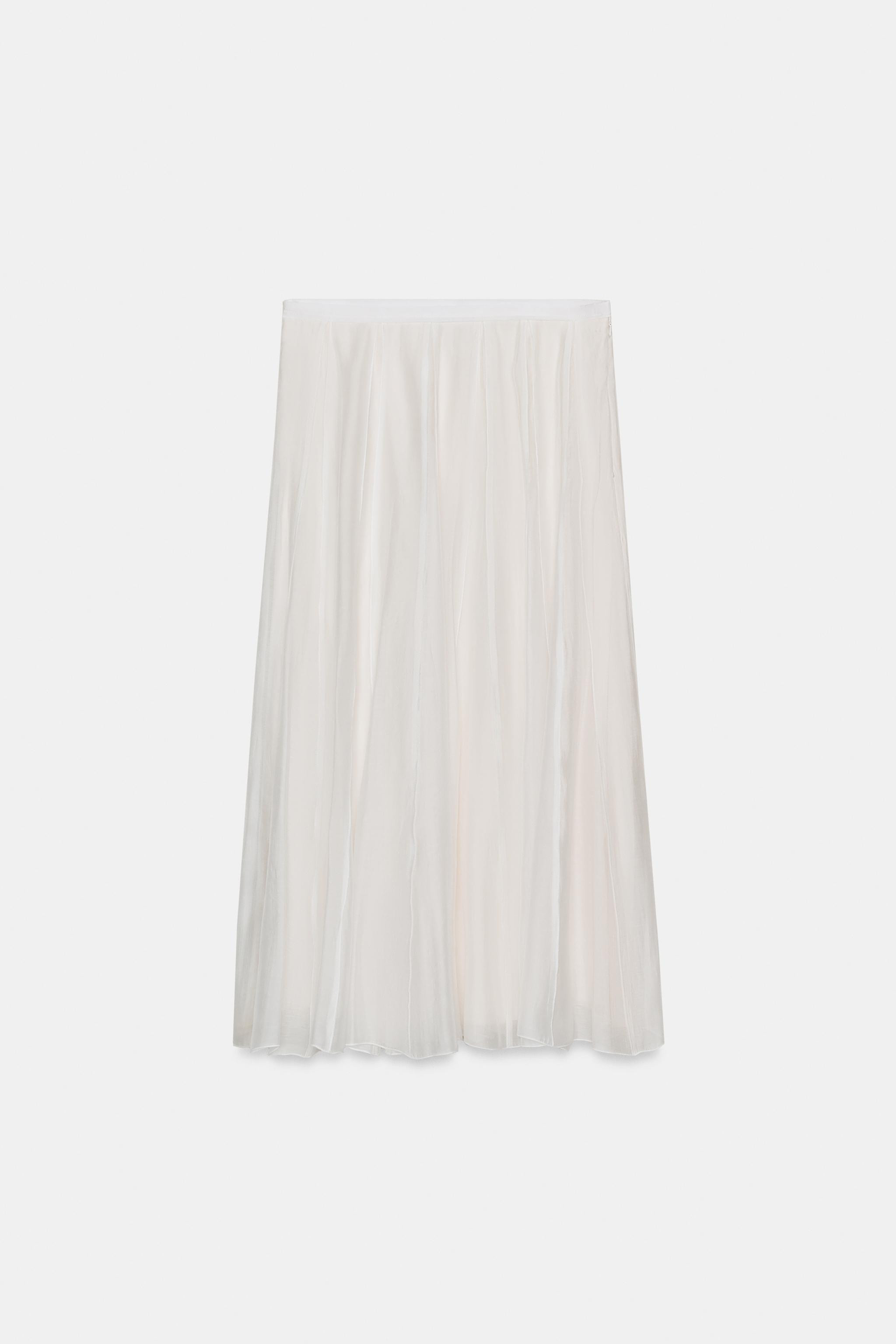 ZARA WOMAN COLLECTIONMid-waist midi skirt made of yarn with a lyocell blend. Flared hem. Tonal li... | Zara UK