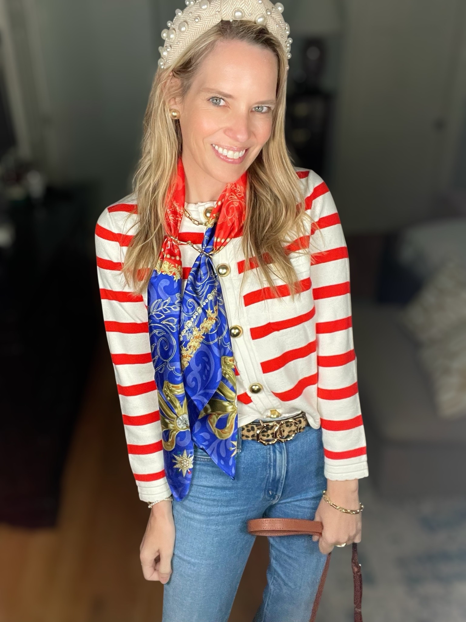 🎉 Use code PREPPYREBEL for 10% off my Melinda Maria jewelry! ✨

Classic coastal meets French-girl chic in this under-$12 Walmart find! 🧡 This Free Assembly striped cardigan in Bright Tomato Stripe is giving serious designer vibes with its gold buttons and timeless bateau stripe—perfect for layering or wearing as a standalone top. I’m wearing a size S for a slightly relaxed fit. Paired it with my go-to Mother Denim jeans in size 25P, leopard heels for a playful twist, and a vintage DAR silk scarf—I’ve linked a similar bold option to recreate the look. 👖🧣

Topped it all off with statement Melinda Maria jewelry (don’t forget code PREPPYREBEL 💎), a pearl headband, and tortoiseshell sunglasses. A polished, patriotic-inspired outfit for brunch, sightseeing, or museum strolls 🇺🇸🐚

👜 My structured crossbody is genuine leather and under $50 too!


#LTKFindsUnder100 #LTKFindsUnder50 #LTKPetite #LTKFindsUnder50 #LTKOver40 #LTKPetite
