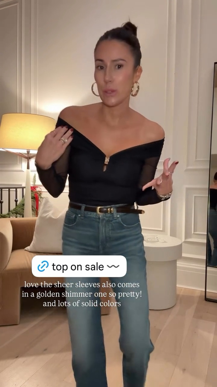 love the sheer sleeves also comes in a golden shimmer one so pretty! and lots of solid colors. On sale @abercrombie 

Abercrombie sale, holiday outfit, date night outfit @madewell 

#LTKHoliday #LTKSaleAlert #LTKSeasonal