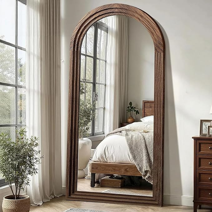 Arched Full Length Floor Mirror with Stand, 75x35 Rustic Farmhouse Solid Wood Frame Wall Mirror f... | Amazon (US)