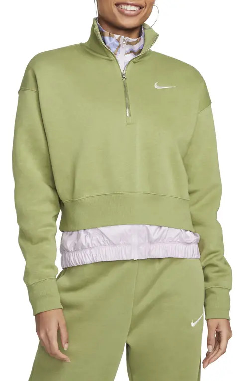 Nike Sportswear Phoenix Fleece Crop Sweatshirt in Alligator/Sail at Nordstrom, Size X-Large | Nordstrom