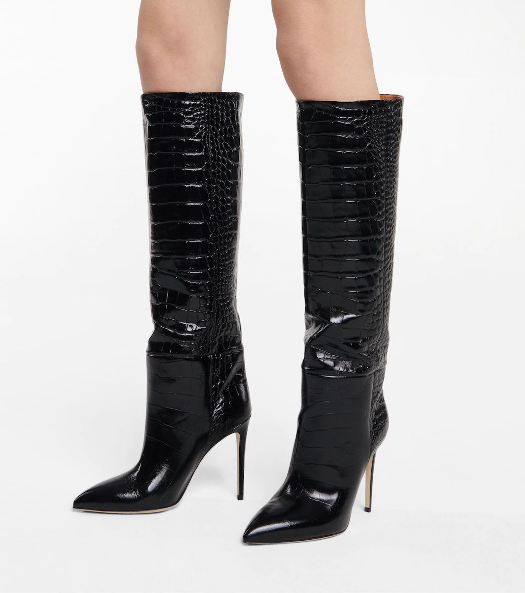 Croc-effect leather knee-high boots | Mytheresa (US/CA)
