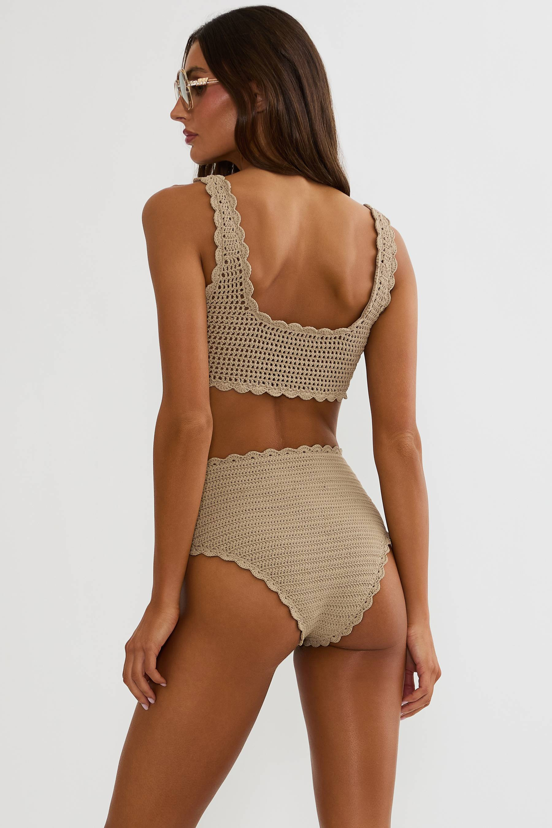 Kirby Bottom Tan Crochet | Tan High Waist Crochet Bikini Bottom | Beach Riot | Beach Riot