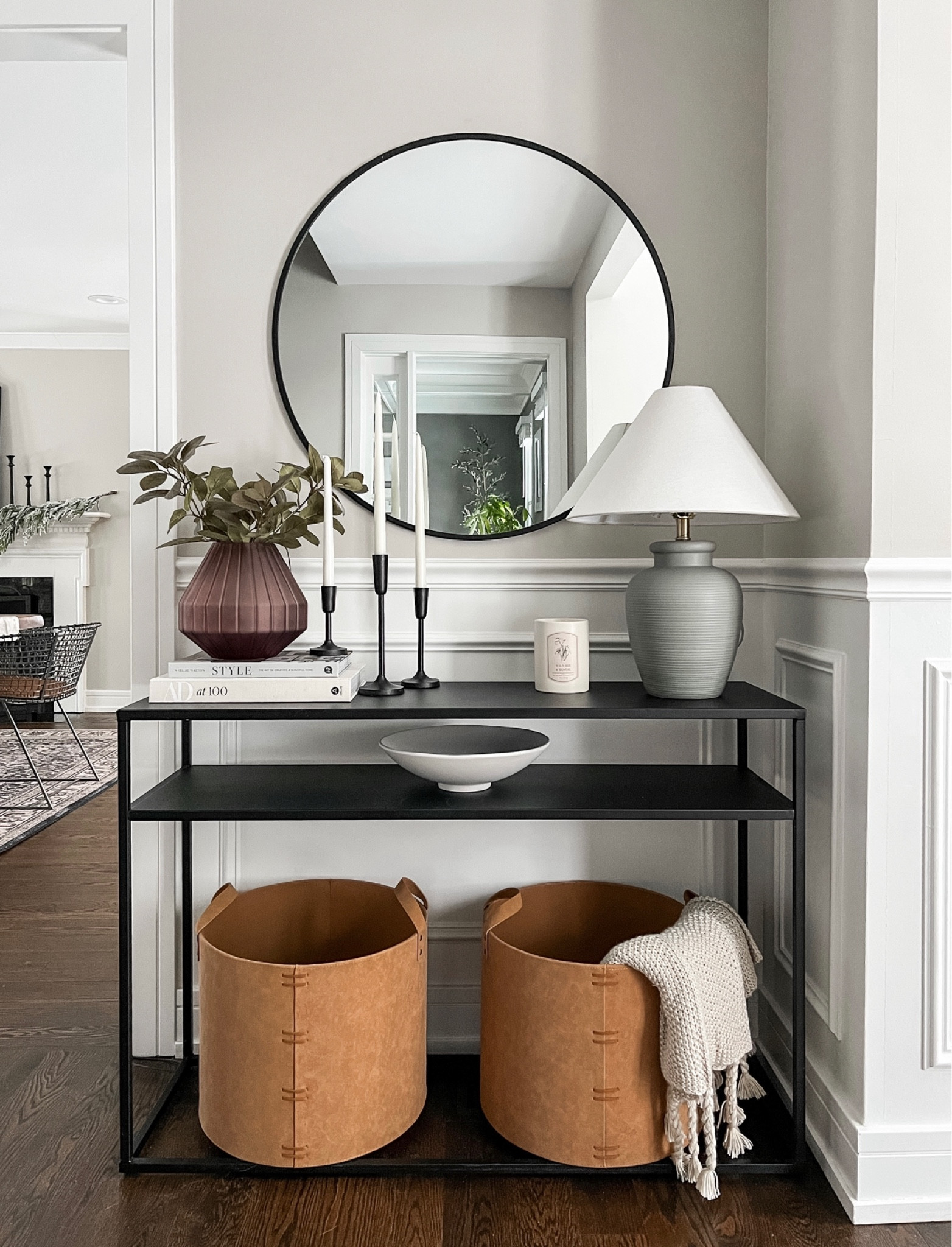 Spring console table styling using new target finds and faux greenery stems 

#LTKSeasonal #LTKsalealert #LTKhome