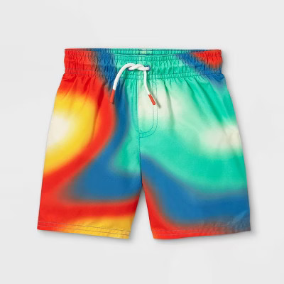 Toddler Boys' Rainbow Print Swim Trunks - Cat & Jack™ Yellow | Target