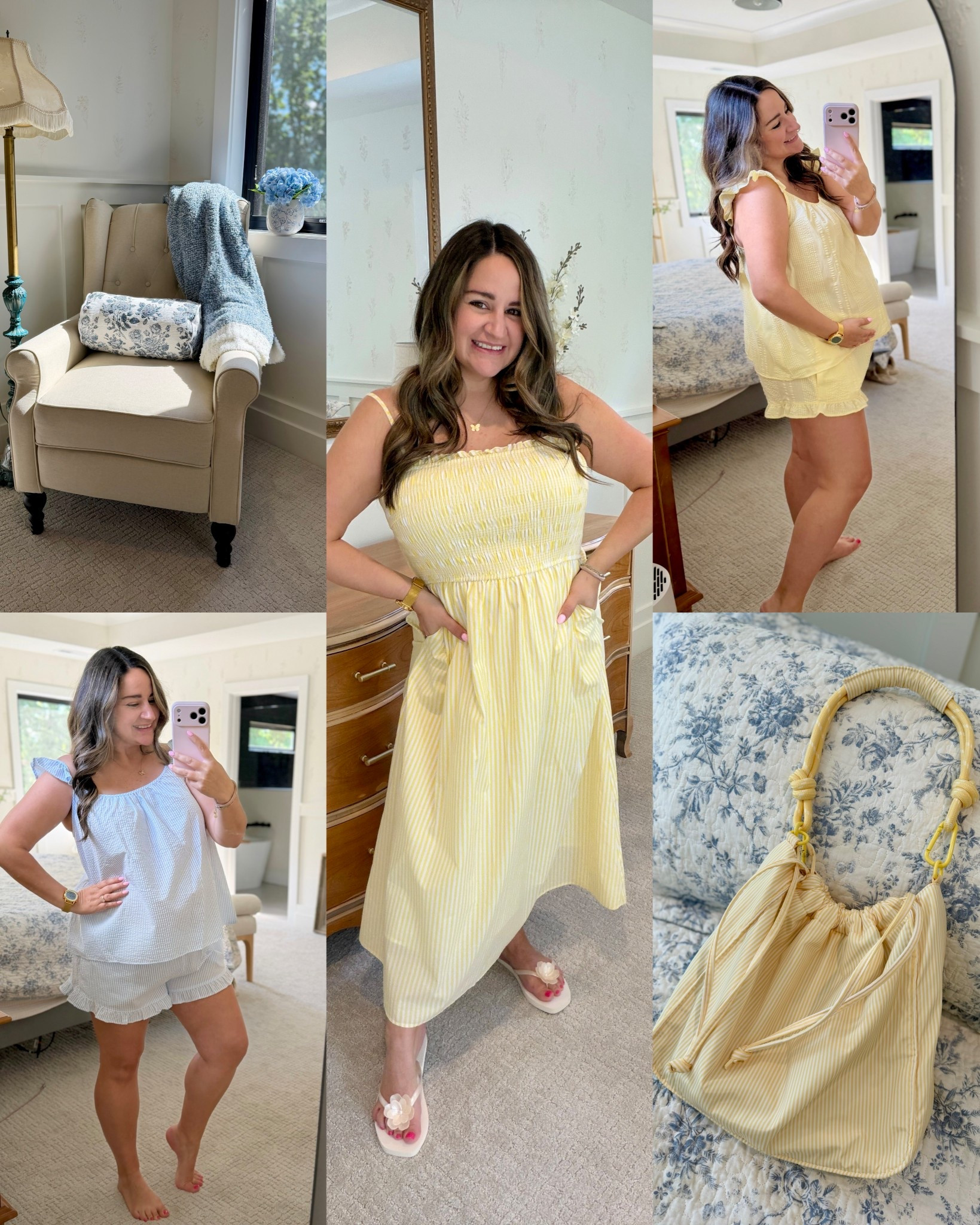 Walmart spring and summer finds to brighten your home and wardrobe! 🌼

Wearing a size large in the yellow and white striped dress and the pajama sets, they are NOT maternity! 

Obsessed with blue and white decor lately and how reel do the faux flowers look!

Walmart finds, butter yellow, Walmart decor, cute pajamas, vacation outfits, vacation dress, maternity dress, pregnancy outfit, pregnancy pajamas 

#LTKMothersDay #LTKBump #LTKmomlife