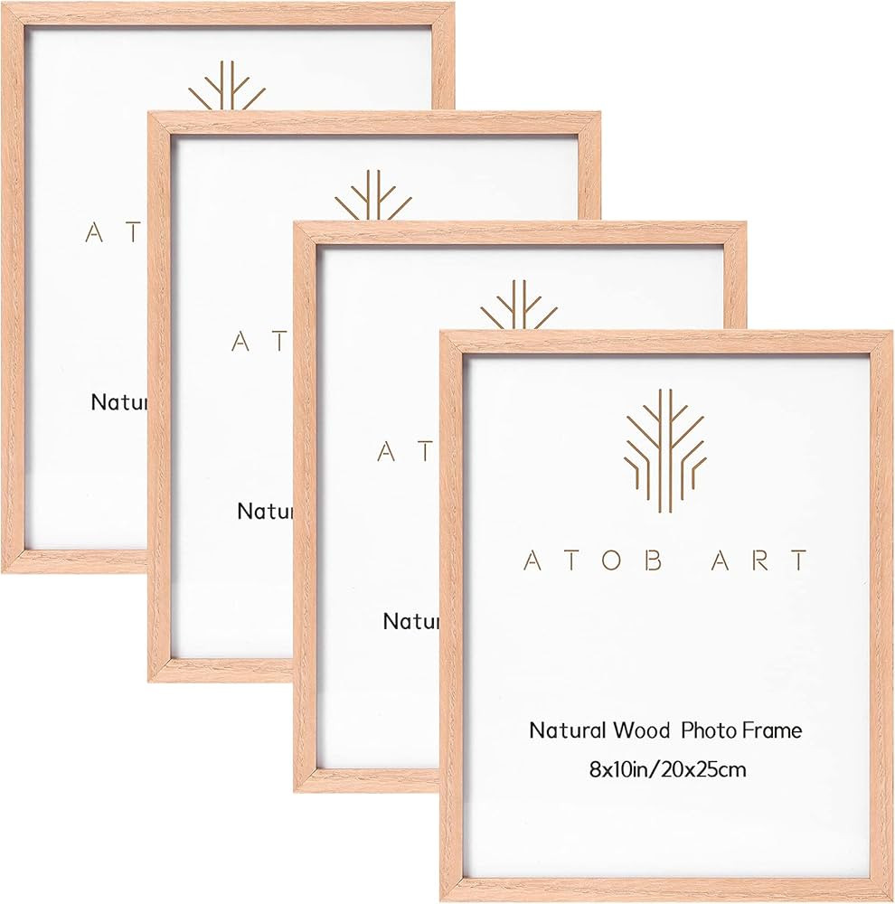 ATOBART 8x10 Picture Frames 4 Pack, Made of Solid Wood Covered by Glass for Table Top Display and... | Amazon (US)