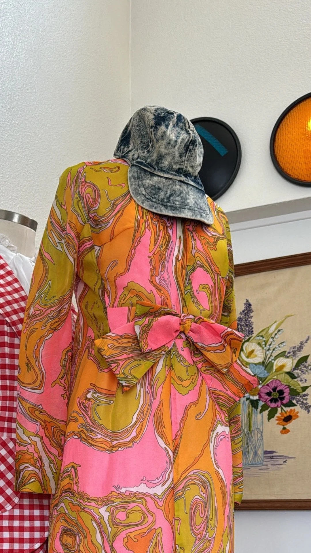 Vintage RARE 60s Psychedelic Marble Print Swirl Kaftan/maxi Dress Iridescent Buttons 60s Day Glo ... | Etsy (US)