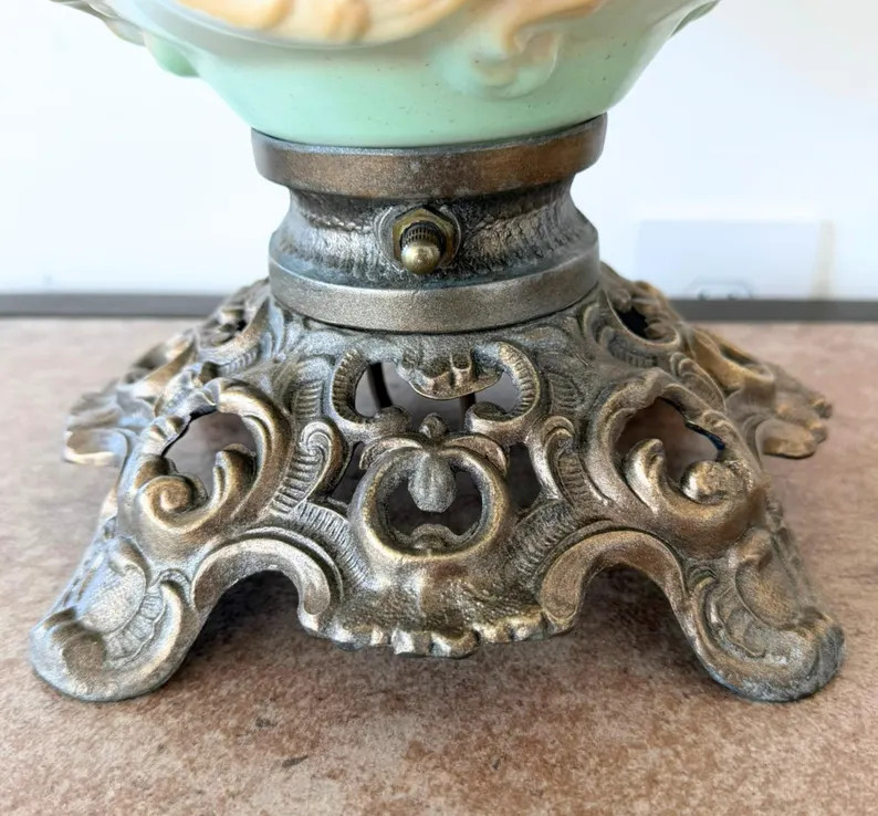 Victorian Hand-Painted Floral Glass Table Lamp | Antique-Style Vintage Lighting | Etsy (US)