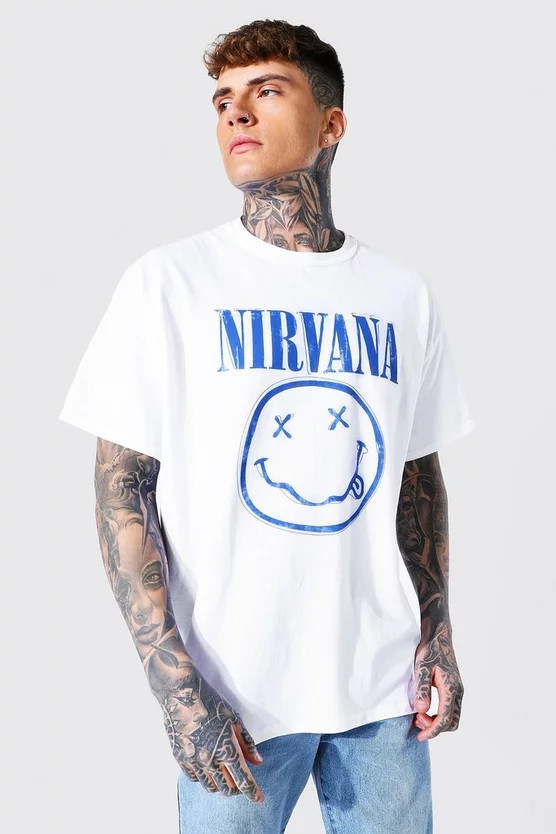 Oversized Nirvana Face License T-shirt | boohooMAN (US & Canada)