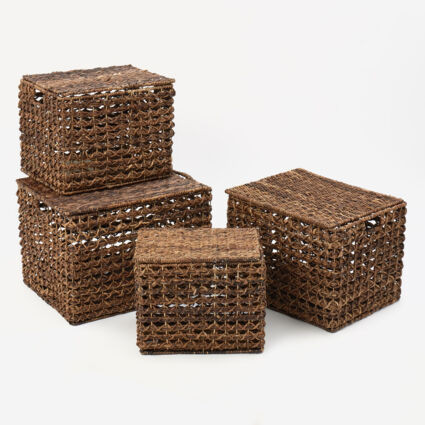 Brown Twist Rattan Storage Baskets | TK Maxx
