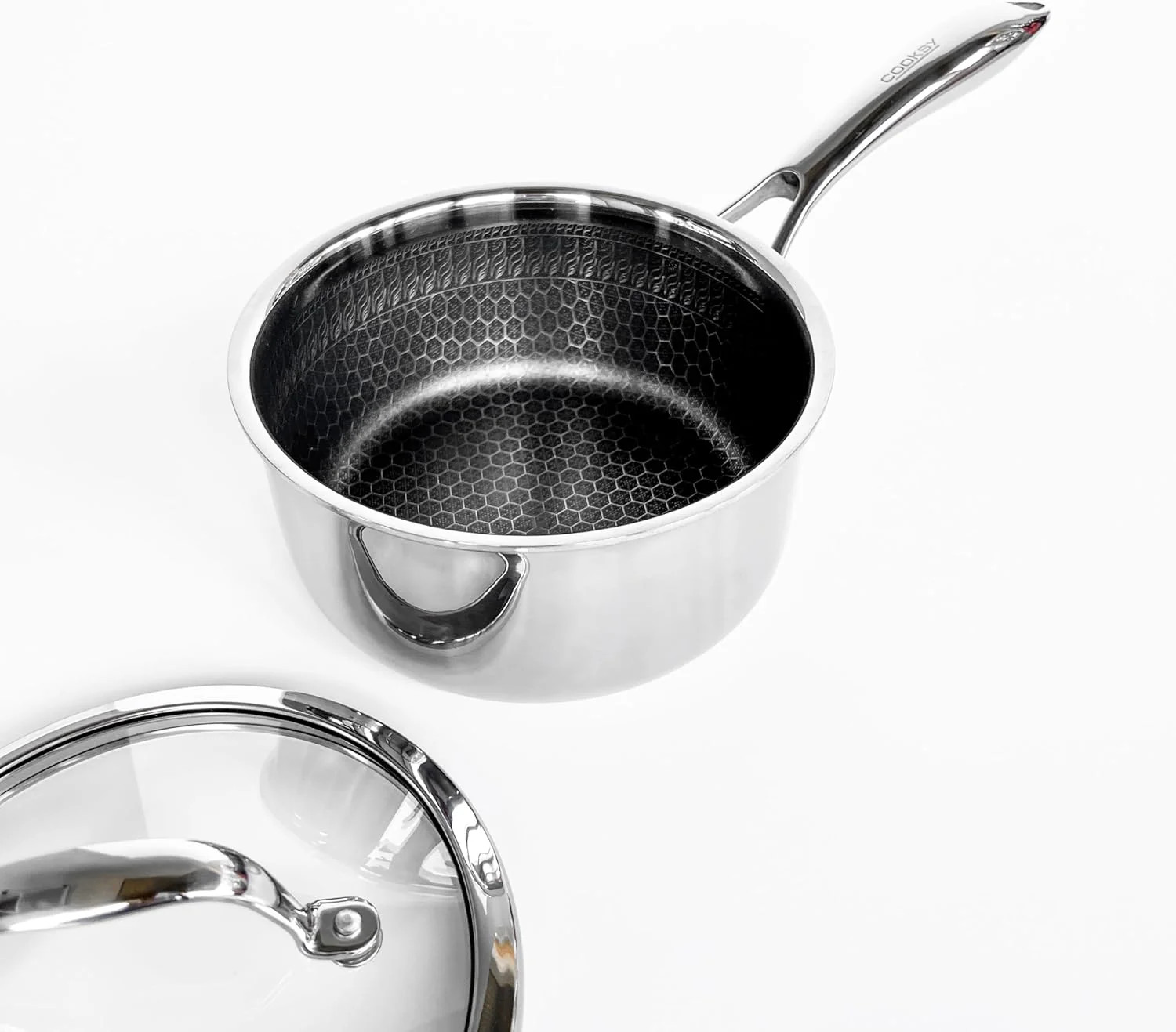 Hexagon Surface Hybrid Stainless Steel Saucepan with Lid | Cooksy