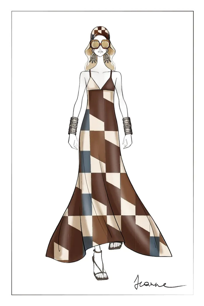 Janise Riad Print Halter Dress in Light Crinkle Gauze | Fabrique