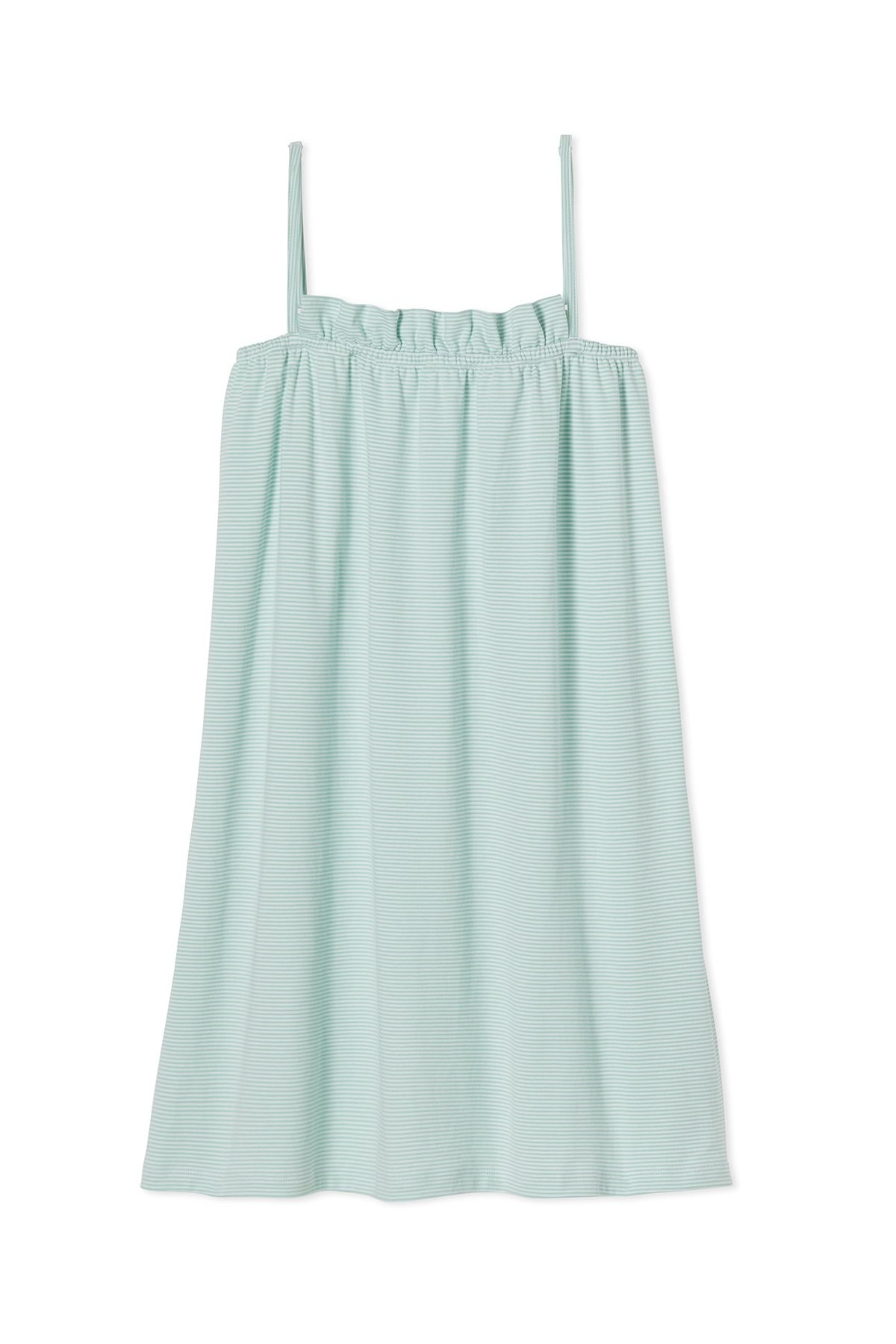 Pima Ruffle Nightgown in Parisian Green | LAKE Pajamas