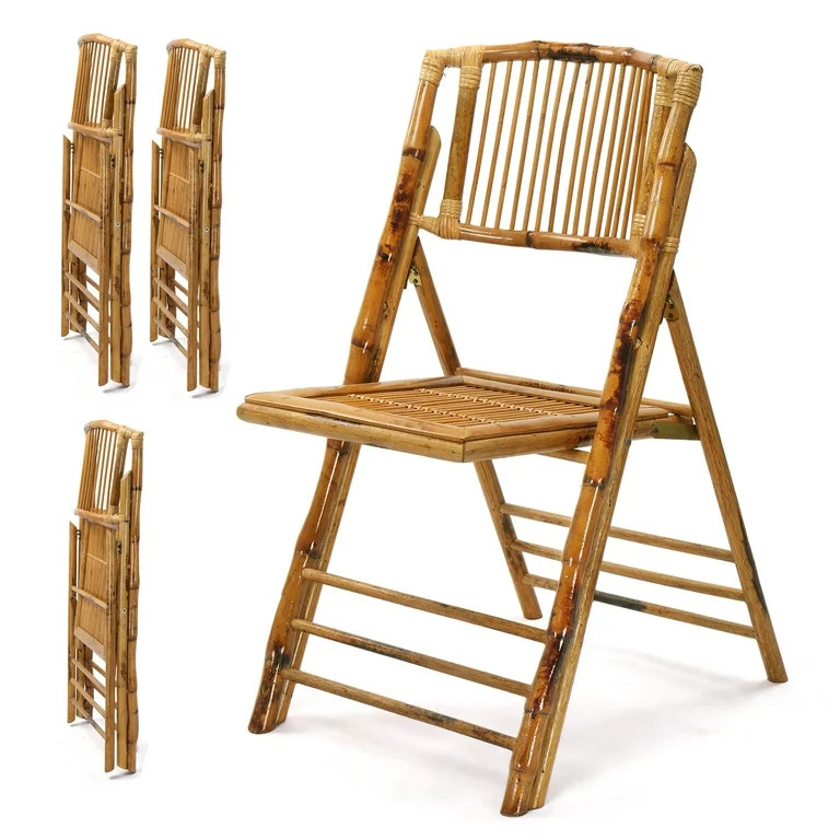 Ktaxon 4Pcs Bamboo Folding Chair,  Comfortable Seat for Indoor Outdoor Patio Porch Wedding  Party... | Walmart (US)