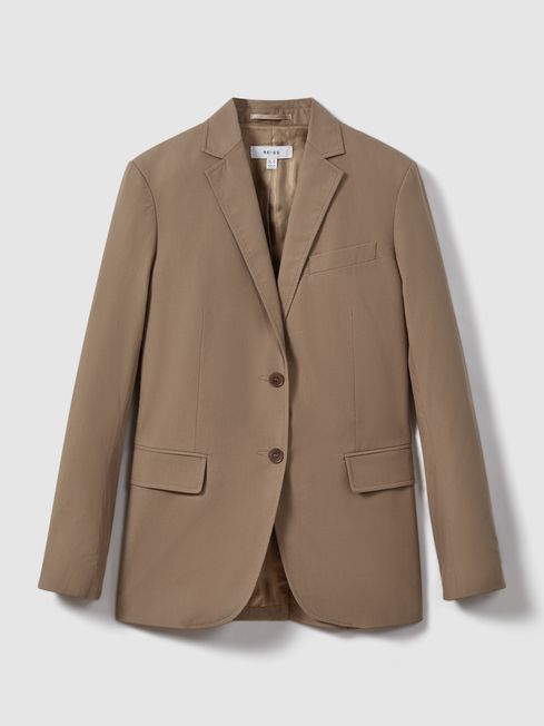 Reiss Taupe Hope Single Breasted Cotton Blazer | Reiss UK