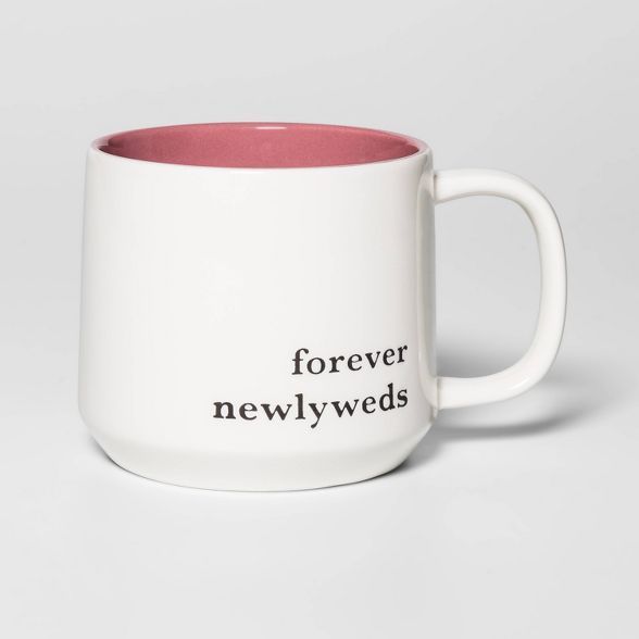 16oz Stoneware Forever Newlyweds Mug Rose - Threshold™ | Target