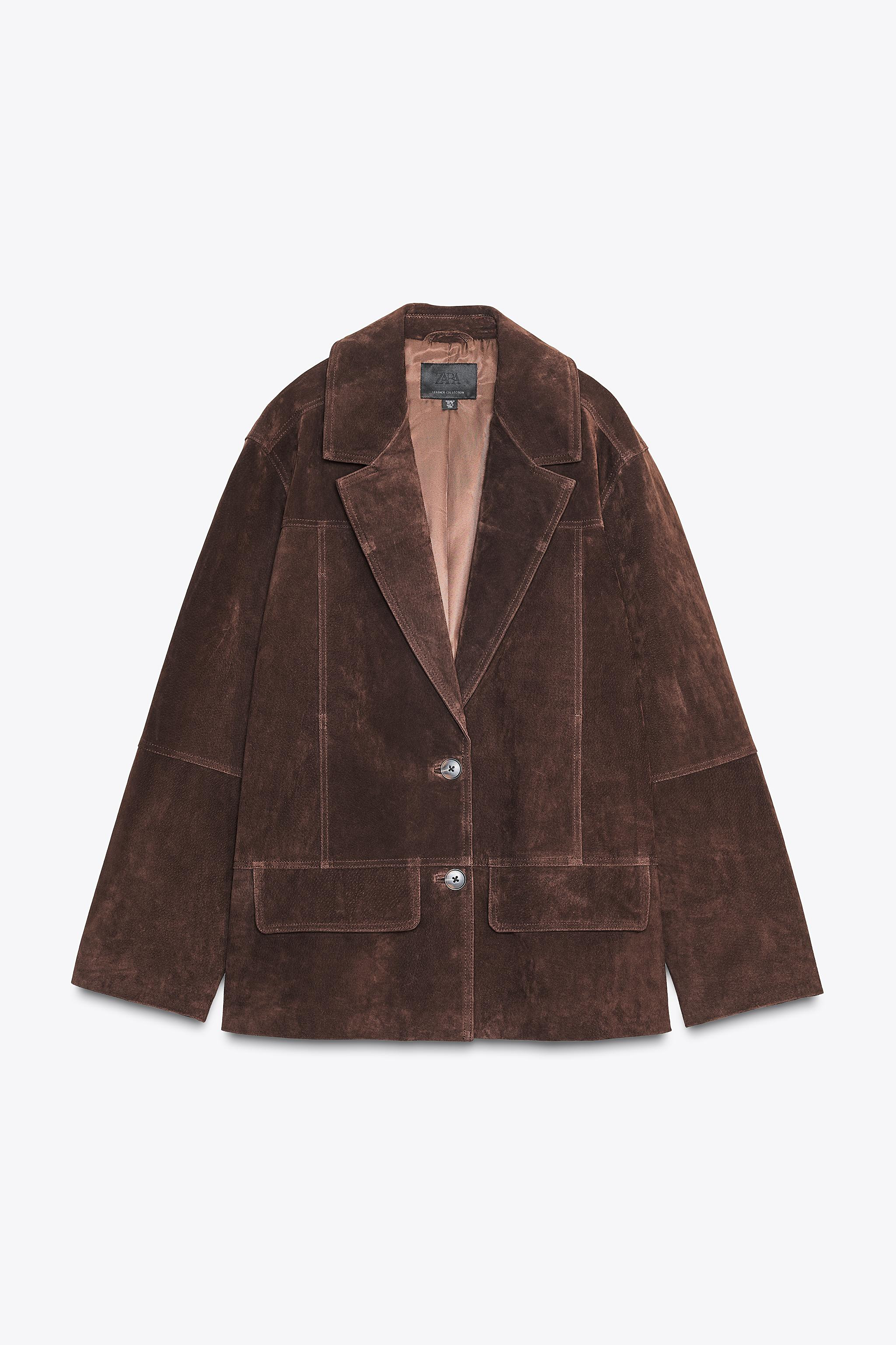 OVERSIZED SUEDE LEATHER BLAZER | Zara US