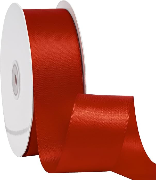 LIUYAXI Double Faced Red Stain Ribbon, 2" X 50 Yards, Use for Gift Wrapping, Flower Bouquets, Bow... | Amazon (US)