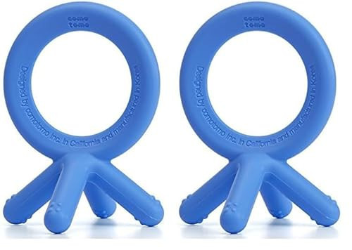 Comotomo Silicone Baby Teether, Blue, 1.75x1.75x3 Inch (Pack of 2) | Amazon (US)