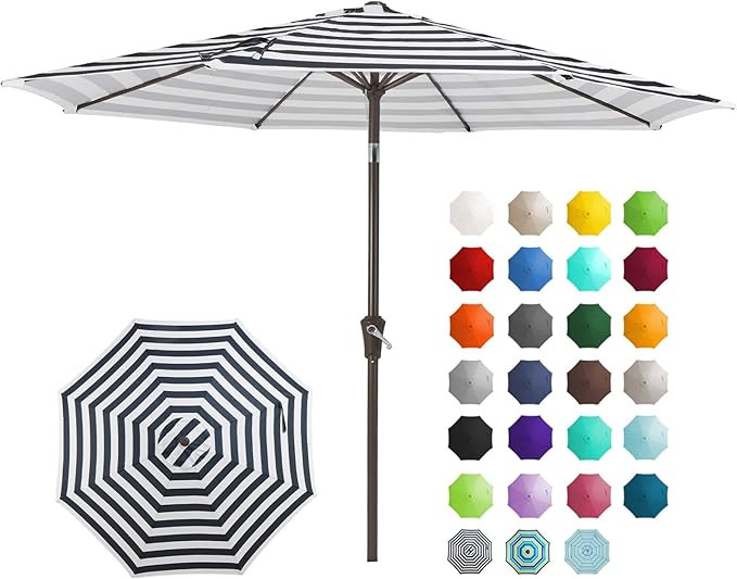 JEAREY 9FT Outdoor Patio Umbrella Outdoor Table Umbrella with Push Button Tilt and Crank, Market ... | Amazon (US)