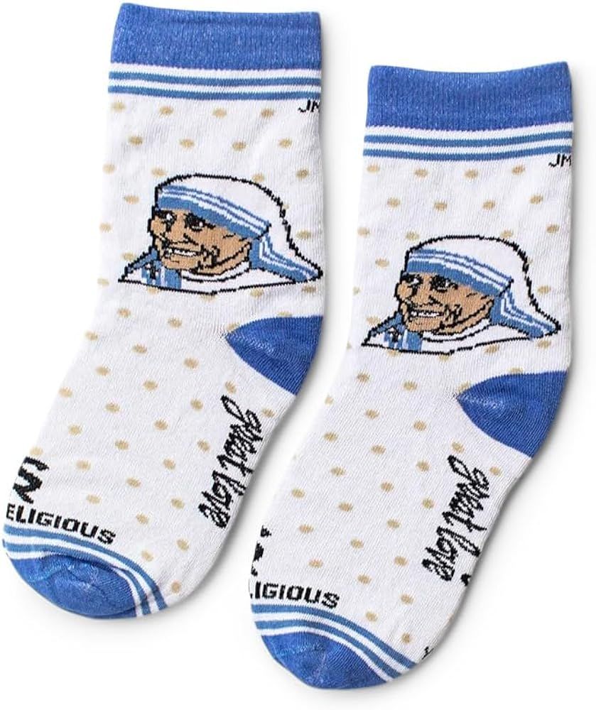 Sock Religious Small Things Great Love Mother Teresa Of Calcutta Blue Trim Boys and Girl's One Si... | Amazon (US)