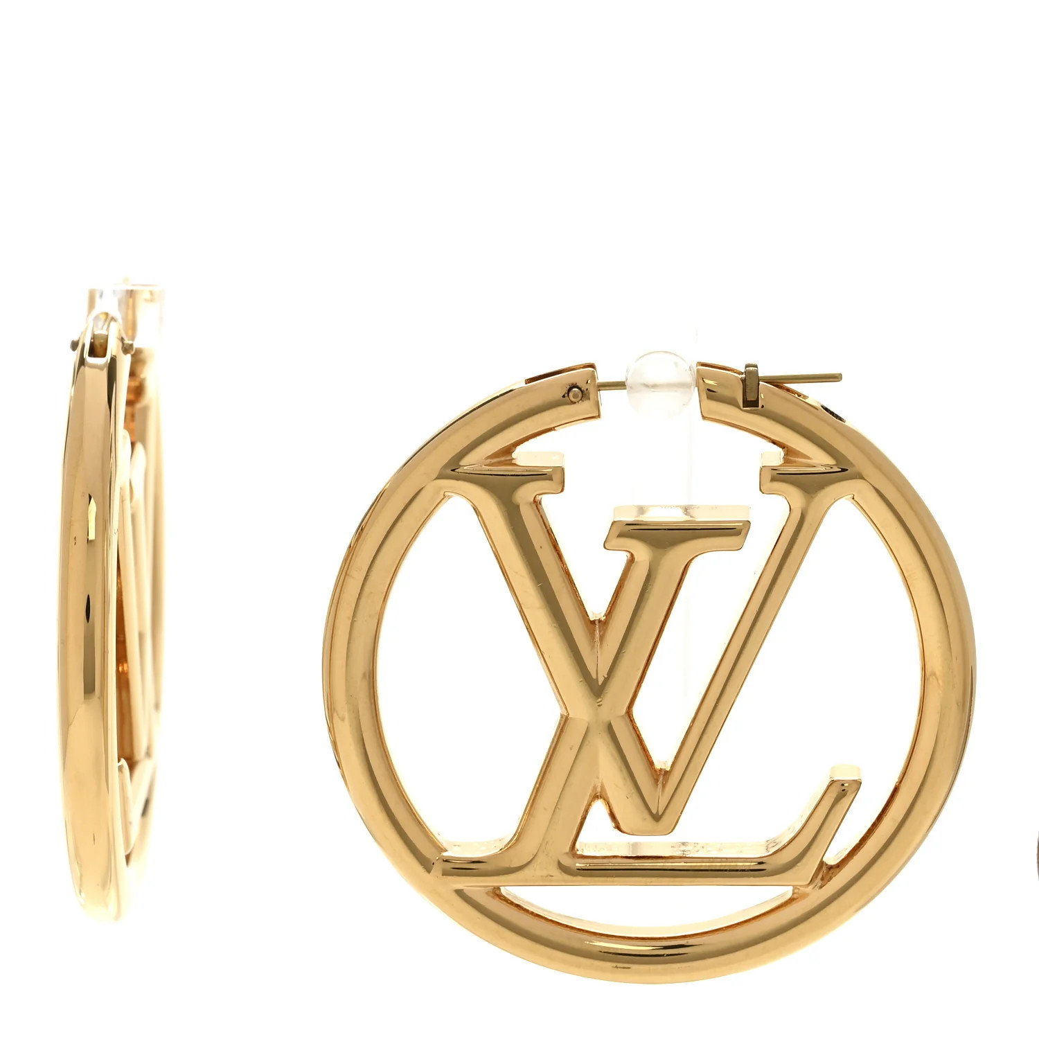 Louis Vuitton Metal Louise Hoop Earrings Gold | FASHIONPHILE (US)