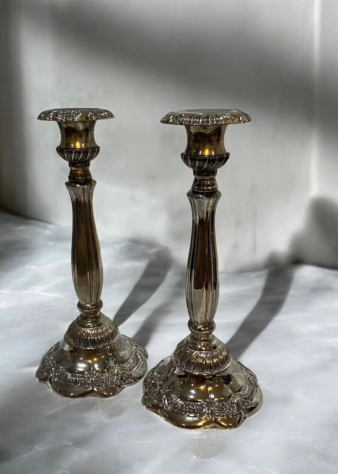 Silver Plated Vintage Godinger Candleholders, 1970s - Etsy | Etsy (US)