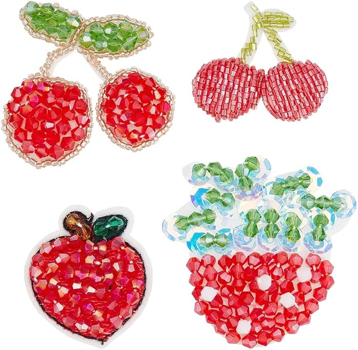 PH PandaHall 4 Styles 8pcs Fruit Applique Patch Cherry Peach Iron On Patches Embroidery Strawberr... | Amazon (CA)