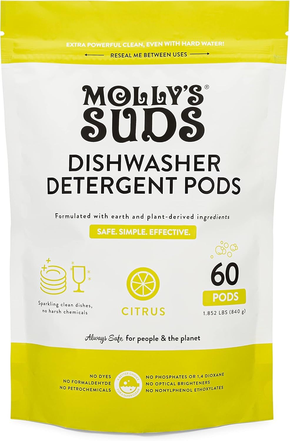 Molly's Suds Dishwasher Pods | Natural Dishwasher Detergent, Cuts Grease & Rinses Clean (Residue-... | Amazon (US)