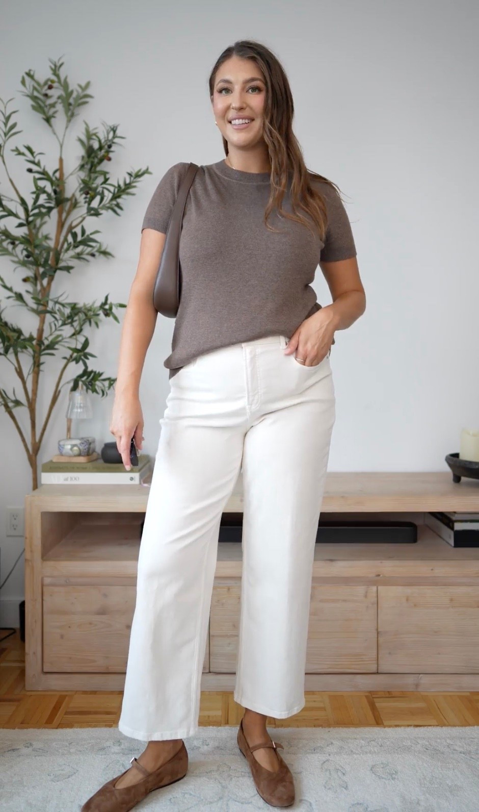 Chocolate brown and creamy white make the prettiest transitional pairing. The soft knit tee, wide-leg denim, ballet flats, and matching shoulder bag feel polished but effortless—perfect for late summer into fall.

brown outfit, white jeans, fall transition outfit, ballet flats, neutral outfit, casual chic, wide leg jeans, everyday style, Amazon fashion

#LTKWorkwear #LTKMidsize #LTKSeasonal