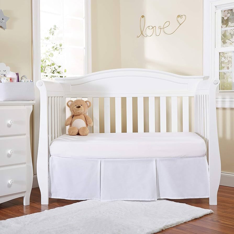 EVERYDAY KIDS White Pleated Crib Skirt; 100% Natural Cotton Nursery Crib Bedding Skirt for Baby B... | Amazon (US)