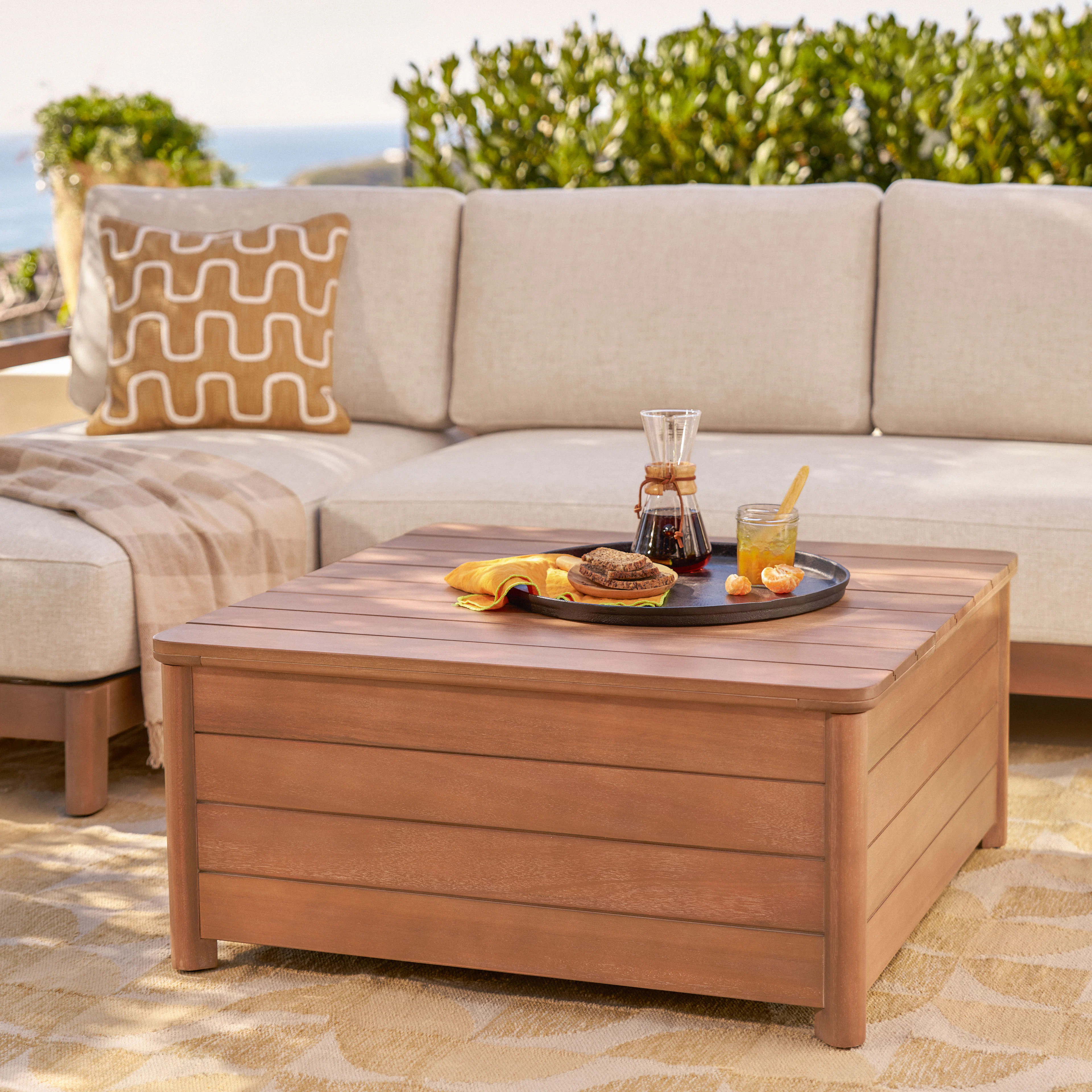 Elise 34.75" Outdoor Storage Coffee Table - Light Eucalyptus | Article