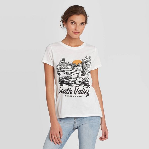 Women's Short Sleeve Death Valley Graphic T-Shirt - Awake White | Target