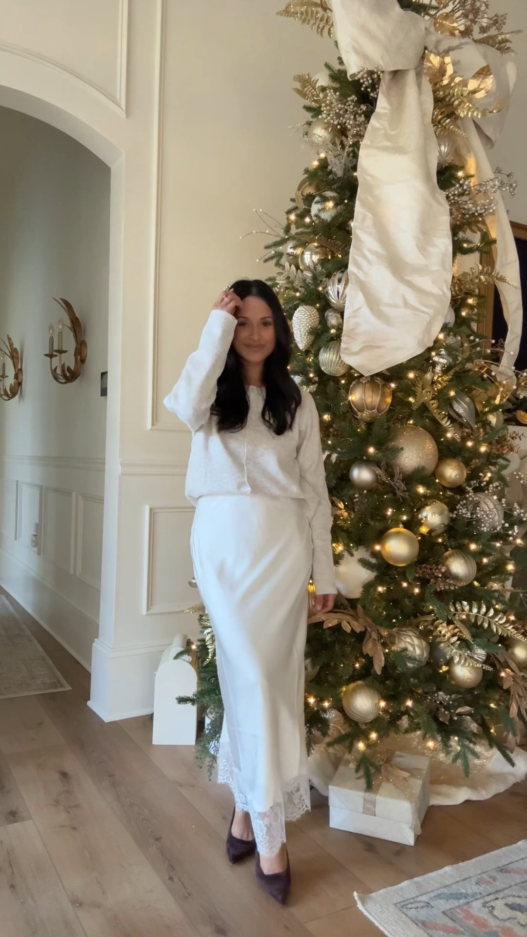 This ivory slip skirt with the lace detail by @zsupply is so beautiful on especially with these sweaters! Wearing sz small in everything. #silkskirt

#LTKHoliday