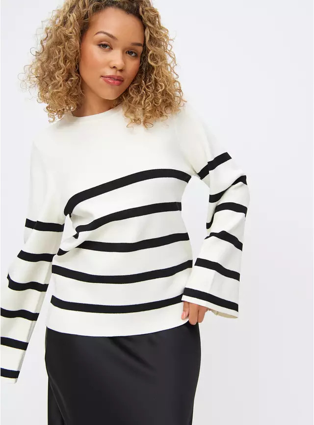 Buy White Relaxed Stripe Crew Neck Jumper 12 | Jumpers | Tu | Tu Clothing