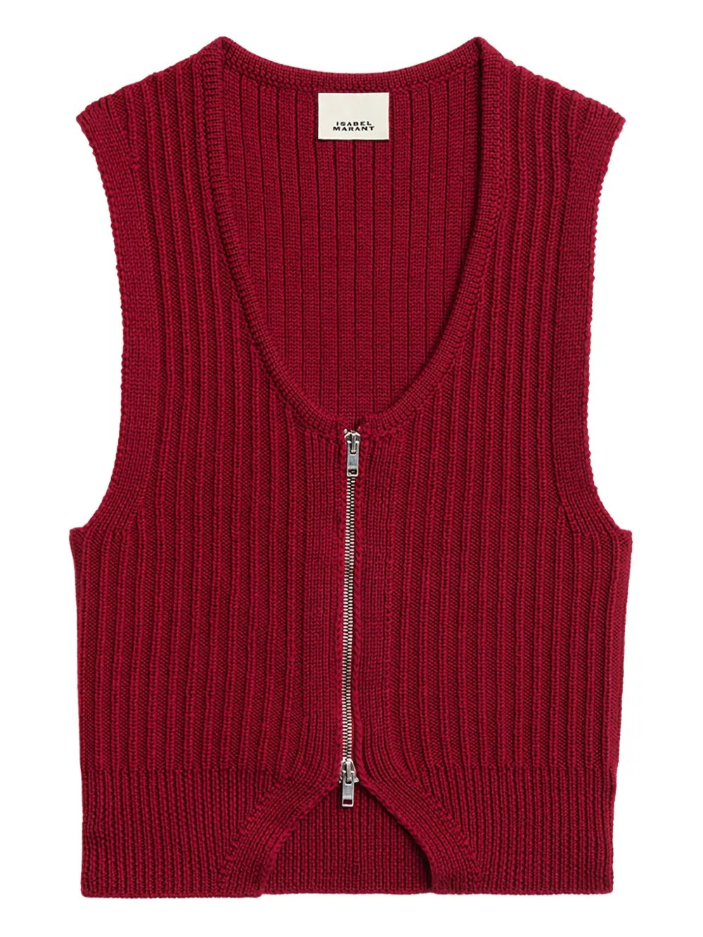 ISABEL MARANT Devima ribbed zip-front top - Red | Farfetch Global