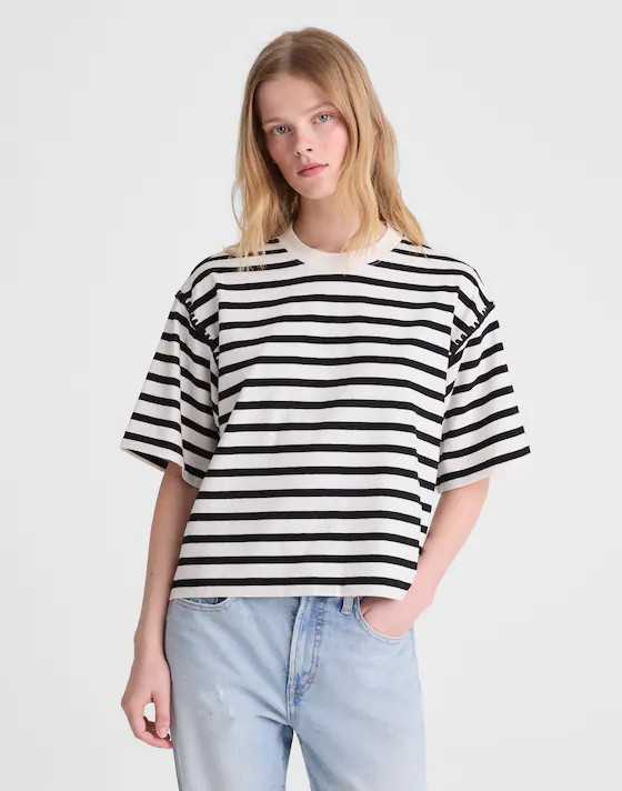 The Boxy Crop Tee in Allday Jersey | Madewell