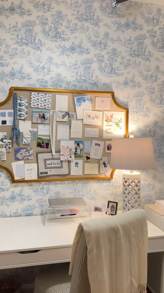 Easy peel and stick wallpaper I used in my Dallas apartment 🫶🏻 

Blue and white wallpaper // toile wallpaper // home office

#LTKHome #LTKWatchNow