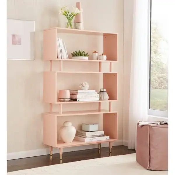 Simple Living Margo Mid-Century 3-shelf Bookshelf - 59.5"h x 36"w x 11.8"d - Antique White | Bed Bath & Beyond