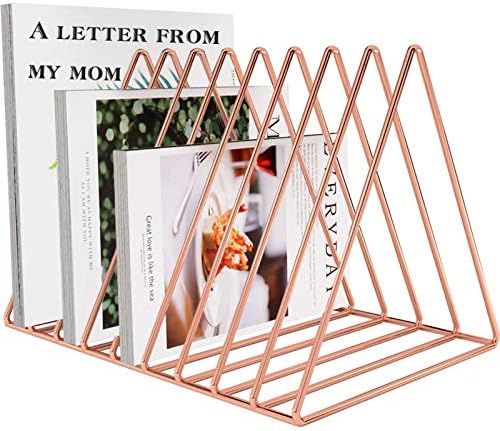 Files Folder Stand Desktop File Organizer, Triangle Wire Magazine Holder Book Shelf, 9 Slot File ... | Amazon (US)