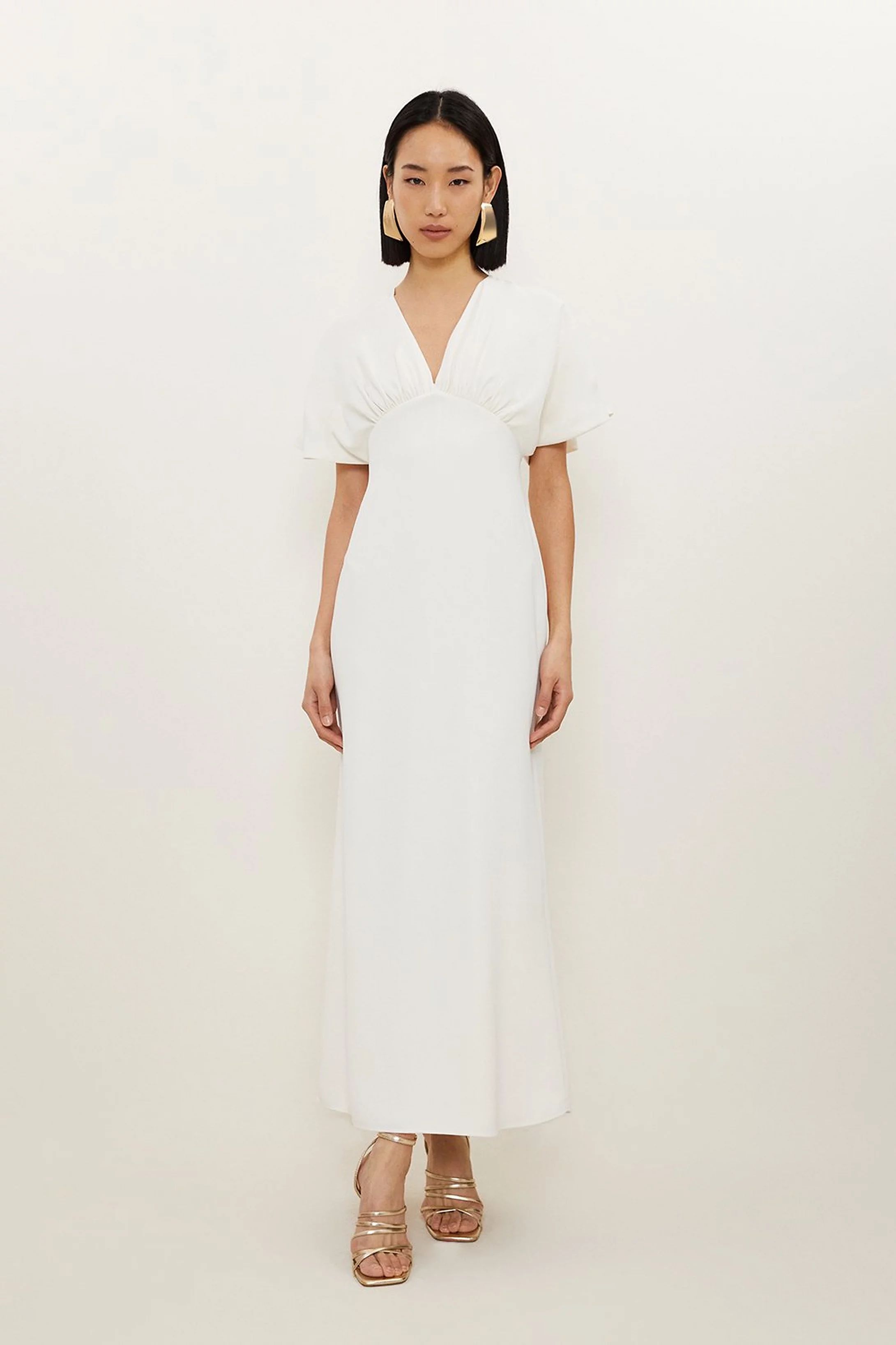 Fluid Tailored Waterfall Sleeve Maxi Dress | Karen Millen US