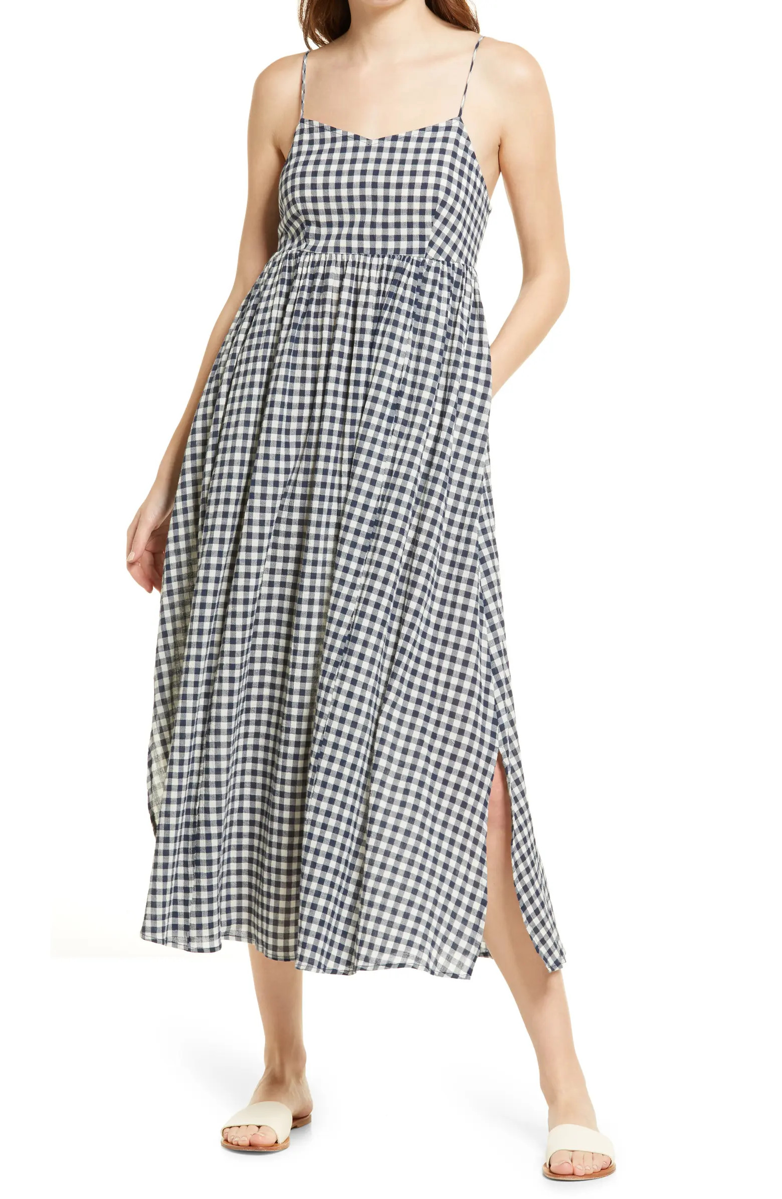 Treasure & Bond Crinkle Check Midi Sundress | Nordstrom | Nordstrom