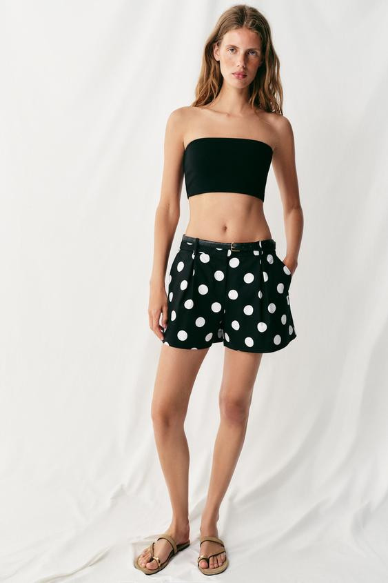 POLKA DOT BERMUDA SHORTS WITH BELT | Zara UK