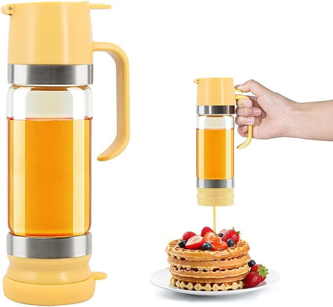 Glass Honey Dispenser No-Drip with Handle – 12 oz Maple Syrup Jar Dispenser for Coffee, Pancake... | Amazon (US)