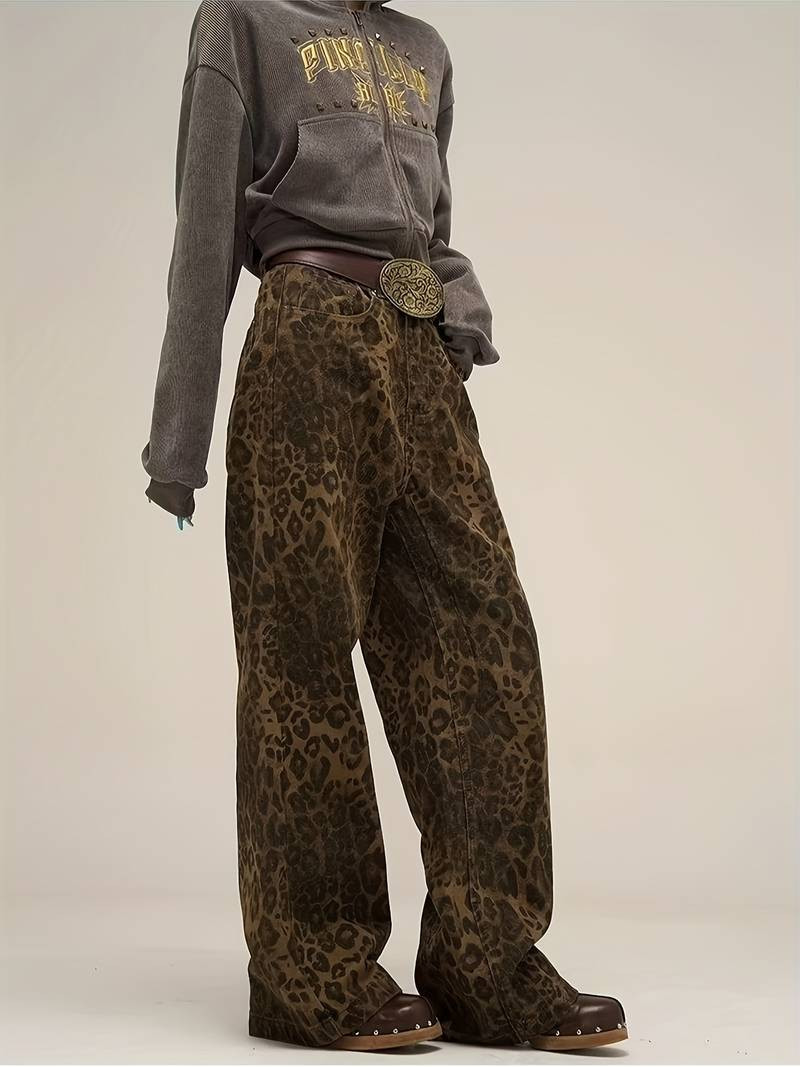 Men's Leopard Pattern Loose Wide Leg Jeans Suitable Seasons - Temu United Kingdom | Temu Affiliate Program