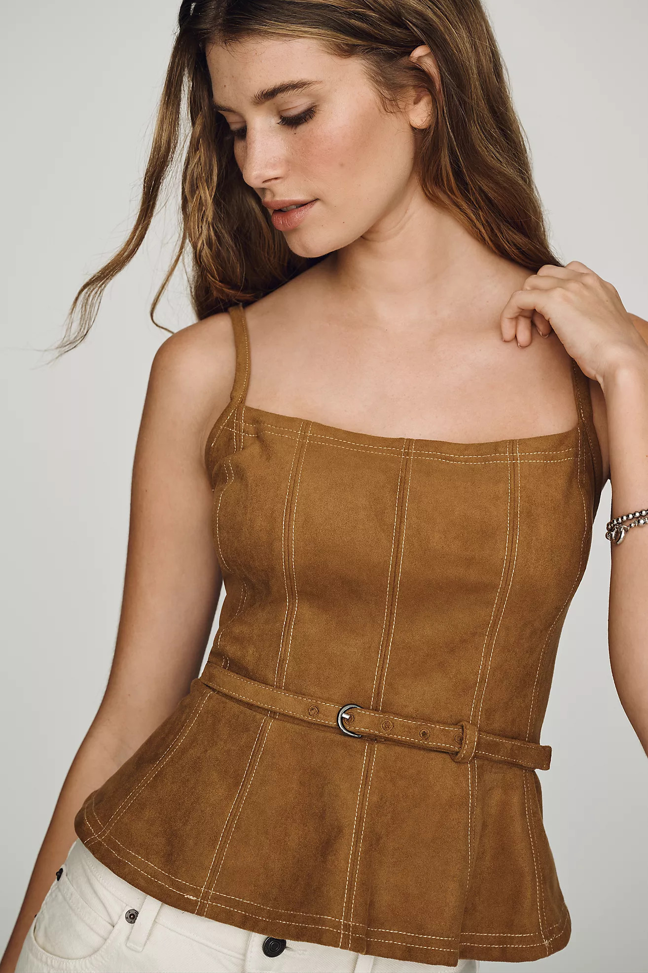 Pilcro Faux Suede Peplum Tank | Anthropologie (US)